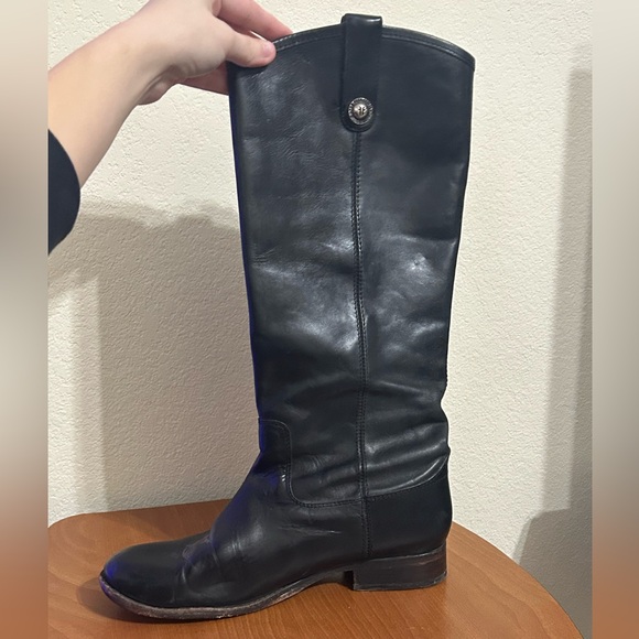 FRYE Melissa Black Leather Equestrian Riding Knee High Boots 7.5B Button Women's - Picture 3 of 13